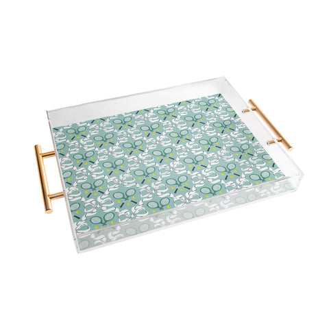 KrissyMast Tennis Trellis Bows in Teal Acrylic Tray