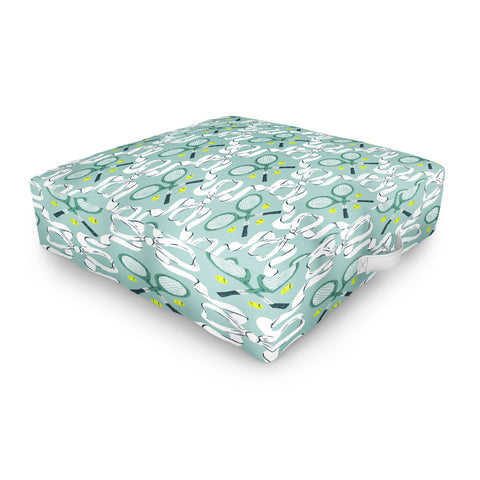 KrissyMast Tennis Trellis Bows in Teal Outdoor Floor Cushion