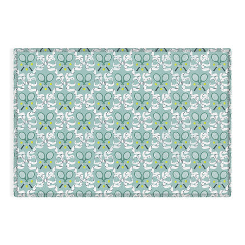 KrissyMast Tennis Trellis Bows in Teal Outdoor Rug