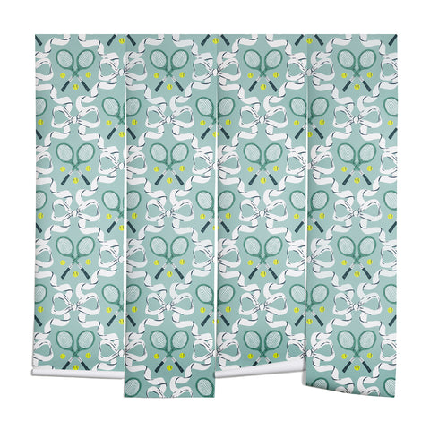 KrissyMast Tennis Trellis Bows in Teal Wall Mural