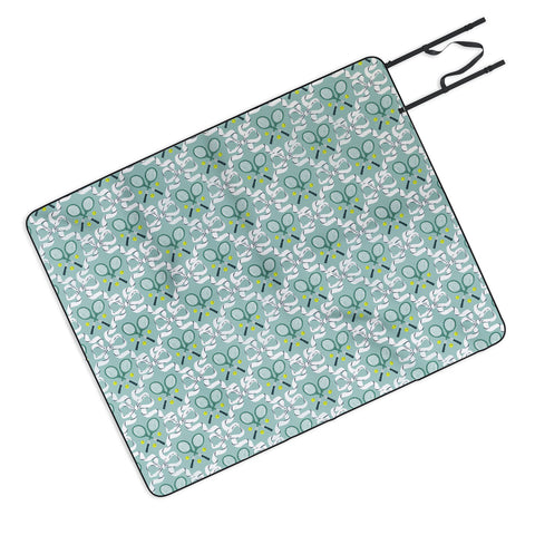 KrissyMast Tennis Trellis Bows in Teal Picnic Blanket