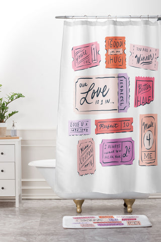 KrissyMast Ticket to Love Shower Curtain And Mat