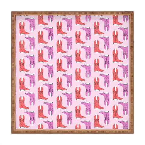 KrissyMast Western Cowboy Boots Square Tray