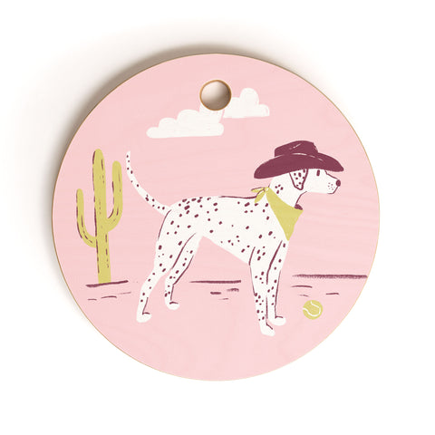 KrissyMast Wild West Dalmatian in Cowboy Cutting Board Round