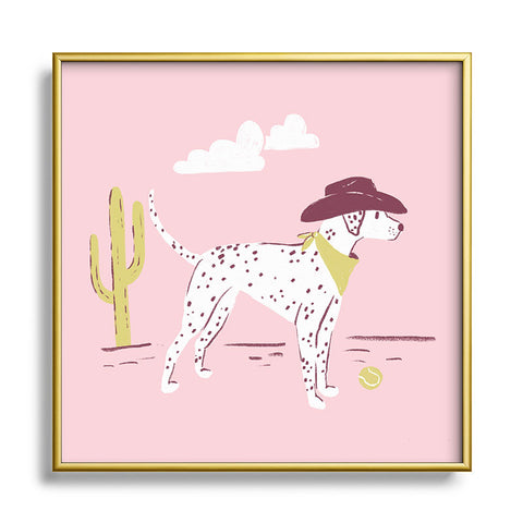 KrissyMast Wild West Dalmatian in Cowboy Square Metal Framed Art Print