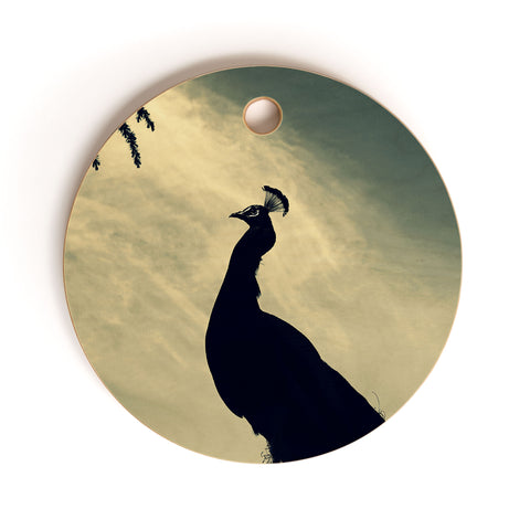 Krista Glavich Peacock Silhouette Cutting Board Round