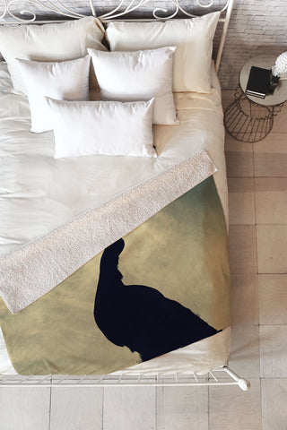 Krista Glavich Peacock Silhouette Fleece Throw Blanket