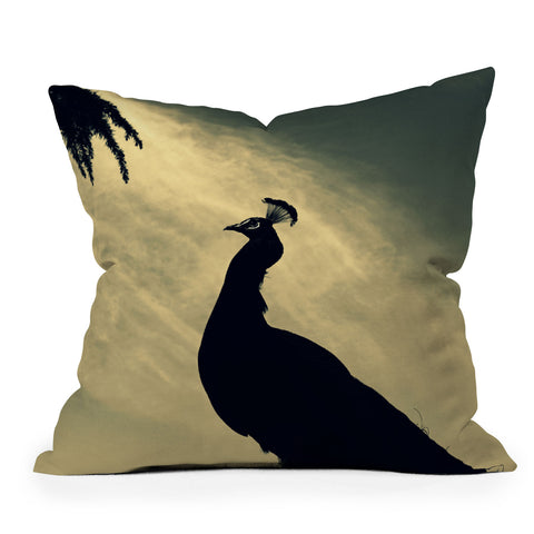 Krista Glavich Peacock Silhouette Outdoor Throw Pillow
