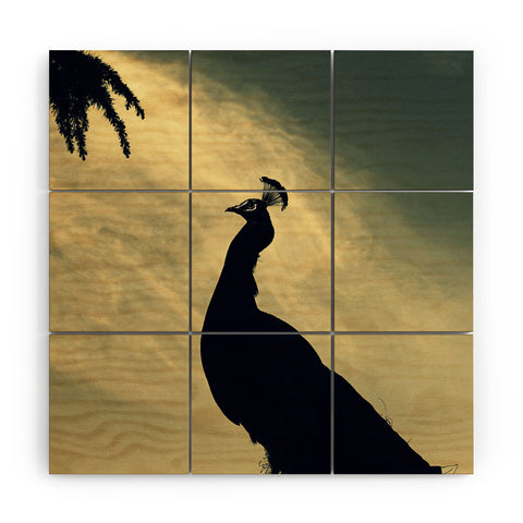 Krista Glavich Peacock Silhouette Wood Wall Mural