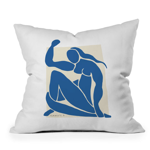 La Feministe NUDE FMINISTE Feminist Art Throw Pillow