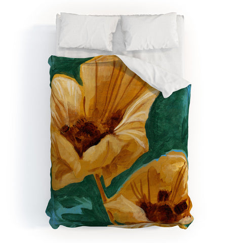 Land Of Lulu Two Flowers Duvet Cover