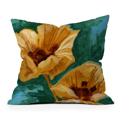 Land Of Lulu Two Flowers Outdoor Throw Pillow