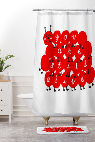 Landon Sheely Still Alive Caterpillar Shower Curtain And Mat