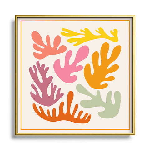 Lane and Lucia Candy Coral Square Metal Framed Art Print