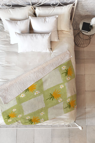Lane and Lucia Dandelion Checkerboard Fleece Throw Blanket