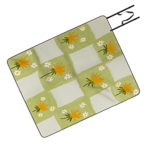 Lane and Lucia Dandelion Checkerboard Picnic Blanket