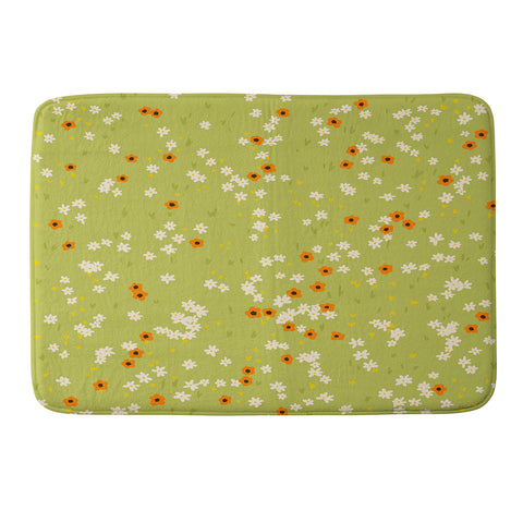 Lane and Lucia Orange Poppies and Wildflowers Memory Foam Bath Mat