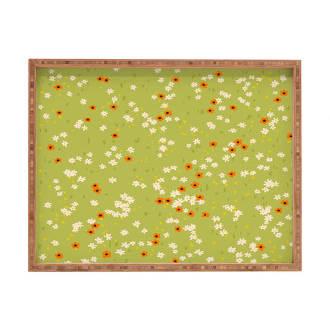 Lane and Lucia Orange Poppies and Wildflowers Rectangular Tray