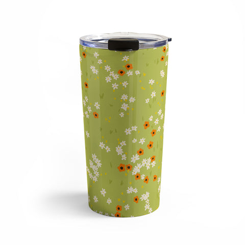 Lane and Lucia Orange Poppies and Wildflowers Travel Mug