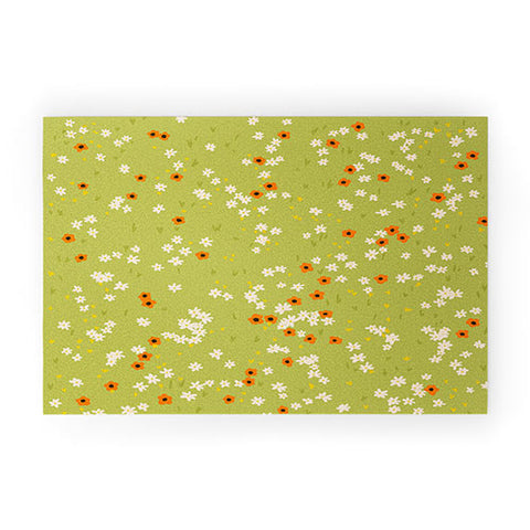 Lane and Lucia Orange Poppies and Wildflowers Welcome Mat