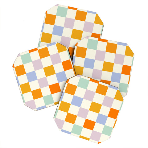 Lane and Lucia Rainbow Check Pattern Coaster Set