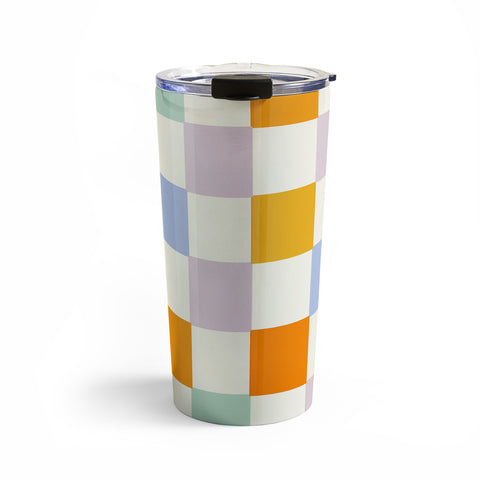 Lane and Lucia Rainbow Check Pattern Travel Mug