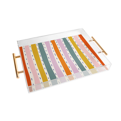 Lane and Lucia Rainbow Stripes and Dashes Acrylic Tray
