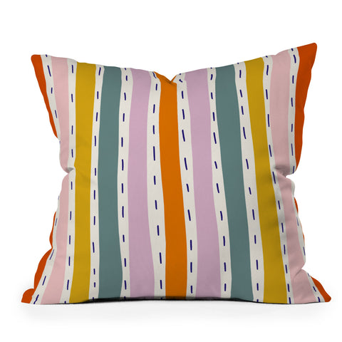 Lane and Lucia Rainbow Stripes and Dashes Outdoor Throw Pillow