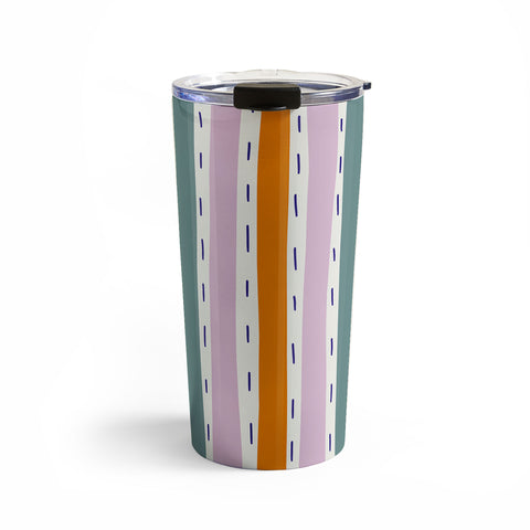 Lane and Lucia Rainbow Stripes and Dashes Travel Mug