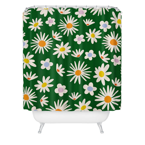 Lane and Lucia Rainbow Vintage Daisies Shower Curtain