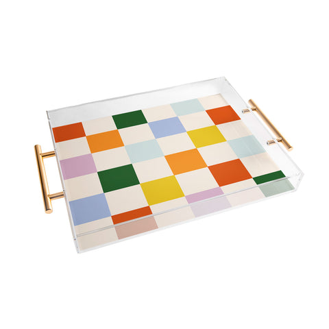 Lane and Lucia Retro Rainbow Checkerboard Acrylic Tray