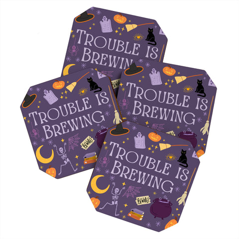 Lane and Lucia Trouble Is Brewing Coaster Set
