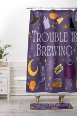 Lane and Lucia Trouble Is Brewing Shower Curtain And Mat