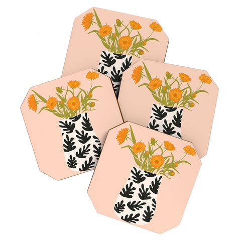 Lane and Lucia Vase no 28 with Heliopsis Coaster Set