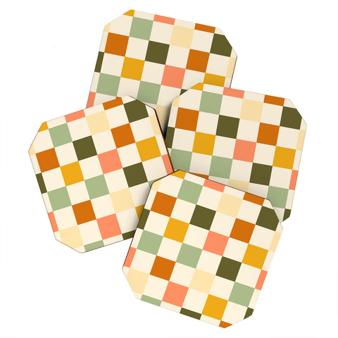 Lane and Lucia Vintage Checkerboard Pattern Coaster Set