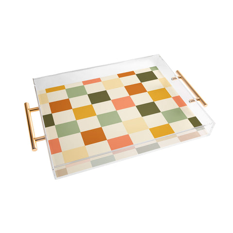 Lane and Lucia Vintage Checkerboard Pattern Acrylic Tray
