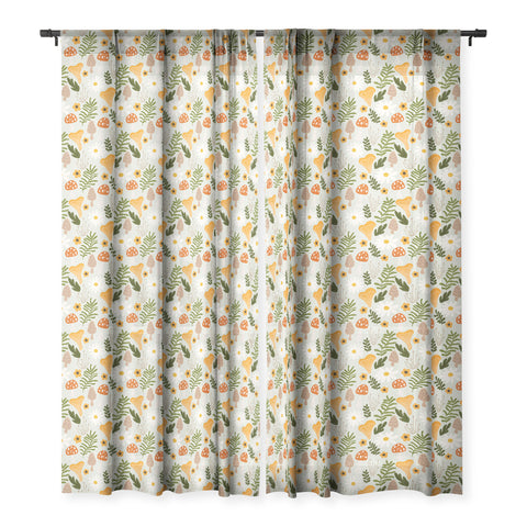 Lane and Lucia Woodland Mushroom Pattern Sheer Window Curtain