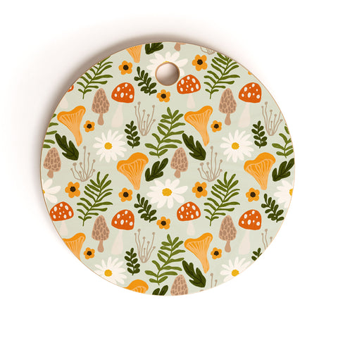 Lane and Lucia Woodland Mushroom Pattern Cutting Board Round