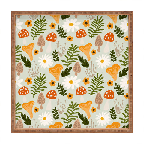 Lane and Lucia Woodland Mushroom Pattern Square Tray