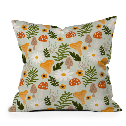 Lane and Lucia Woodland Mushroom Pattern Outdoor Throw Pillow