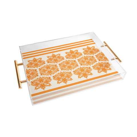 Lara Kulpa Creamsicle Tribal Floral Acrylic Tray