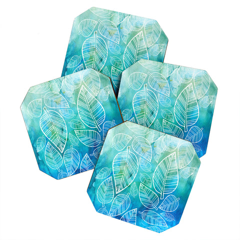 Lara Kulpa Feather Leaves II Coaster Set
