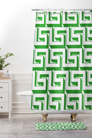 Lara Kulpa Greeky Emerald Shower Curtain And Mat