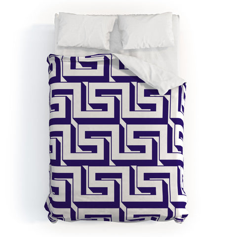 Lara Kulpa Greeky Navy Duvet Cover