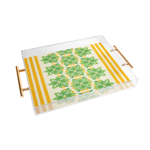 Lara Kulpa Green And Yellow Tribal Floral Acrylic Tray