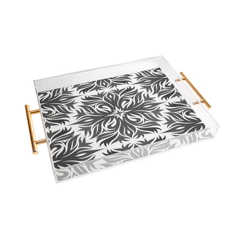 Lara Kulpa Grey Tribal Floral Acrylic Tray