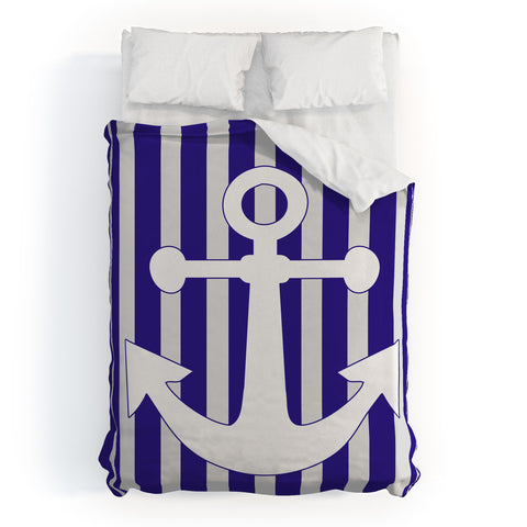 Lara Kulpa Navy Anchor Duvet Cover