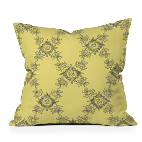 Lara Kulpa Ornamental Yellow Outdoor Throw Pillow