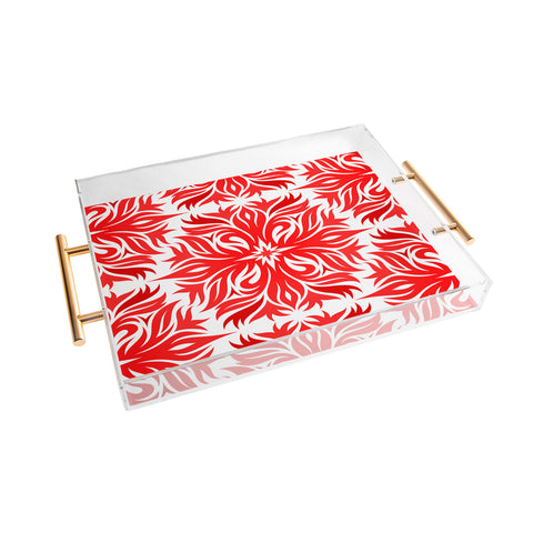 Lara Kulpa Red Tribal Floral Acrylic Tray