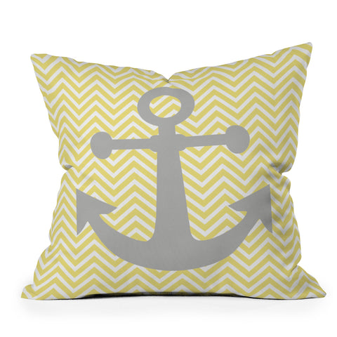 Lara Kulpa Yellow Anchor Outdoor Throw Pillow